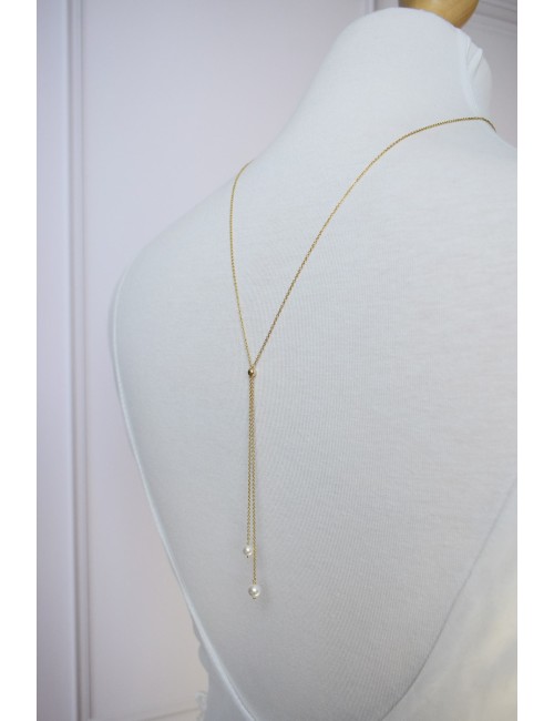 Collier de dos très fin pour la mariée en robe dos nu Pauline