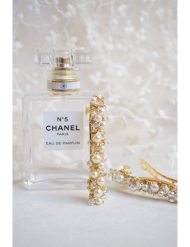Barrette en perles pour la mariée, Orphée, pavée de perles