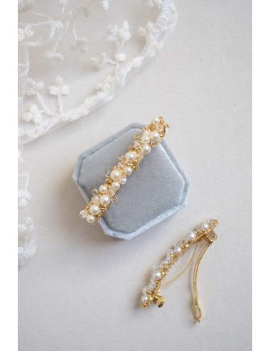 Barrette en perles pour la mariée, Orphée, pavée de perles