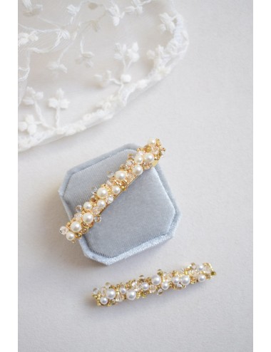 Barrette en perles pour la mariée, Orphée, pavée de perles