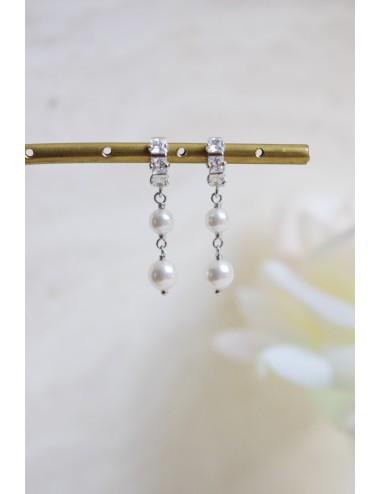 Boucles d'oreilles Phoebe, romantiques avec créoles strassées et perle