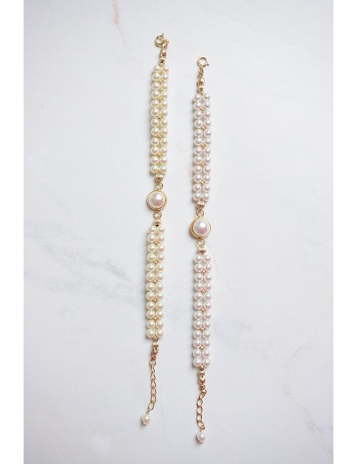 Bracelet de mariée modèle Solaire avec 2 rangs de perles