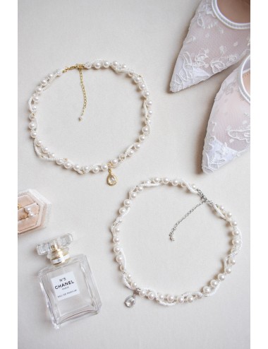 Collier de mariage Mésis avec des perles nacrées et cristaux