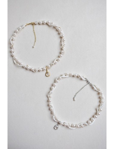 Collier de mariage Mésis avec des perles nacrées et cristaux