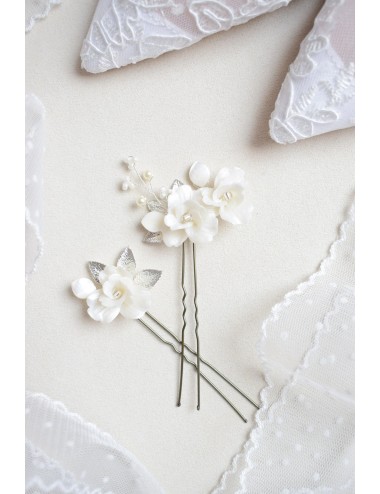 2 pics Bourgeon, fleurs nacrées pour chignon de mariée bohême
