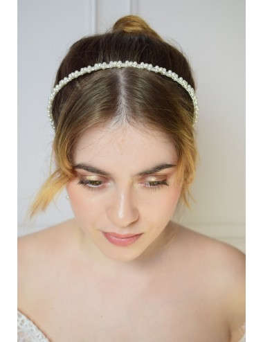 Serre tête de mariage Rêveuse avec des perles nacrées brodées