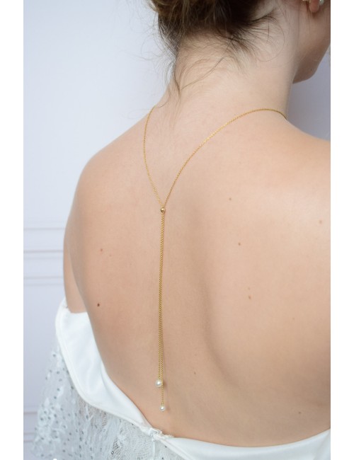 Collier de dos très fin pour la mariée en robe dos nu Pauline