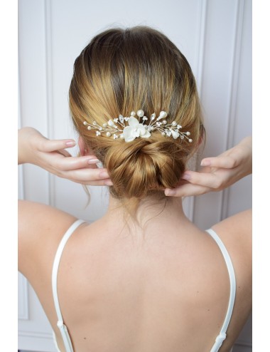 Peigne à cheveux pour la mariée Louison avec des branches de perles