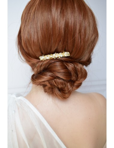 Barrette en perles pour la mariée, Orphée, pavée de perles