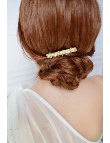 Barrette en perles pour la mariée, Orphée, pavée de perles