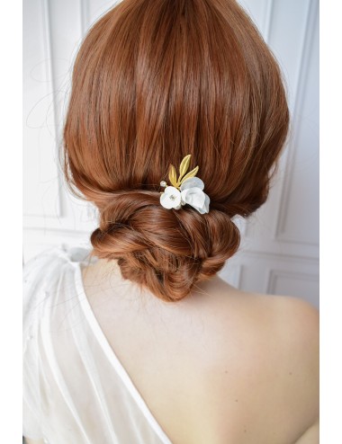 Pic à cheveux Calipso avec branches et fleurs perlées