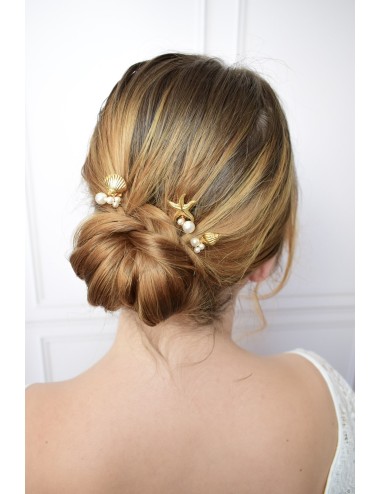 3 pics cheveux sur le thème de la mer, pour coiffure de mariée