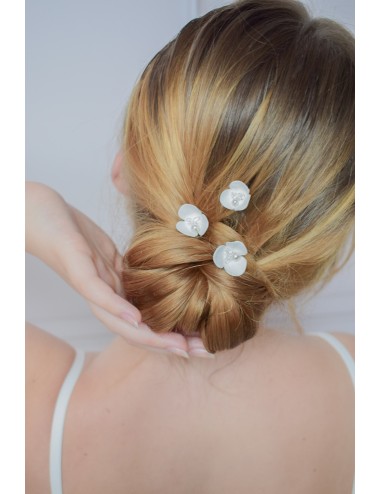 Pics à chignon de mariée en forme de fleurs de porcelaine