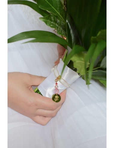 Bijou de bouquet de mariage avec médaille gravée Fleur de naissance
