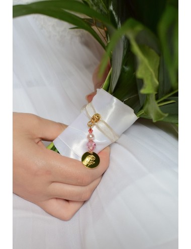 Bijou de bouquet de mariage avec médaille gravée Fleur de naissance