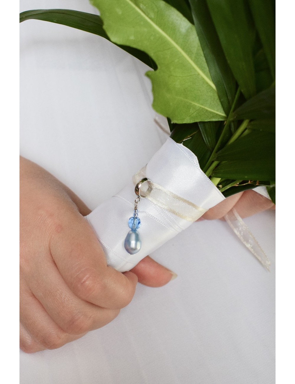 ''Quelque chose de bleu'' bijou de bouquet de mariée goutte