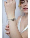 Bracelet de mariage Denise, 3 rangs de perles et un fermoir ovale