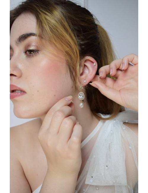 Boucles d'oreilles Parisienne pour mariée glam chic