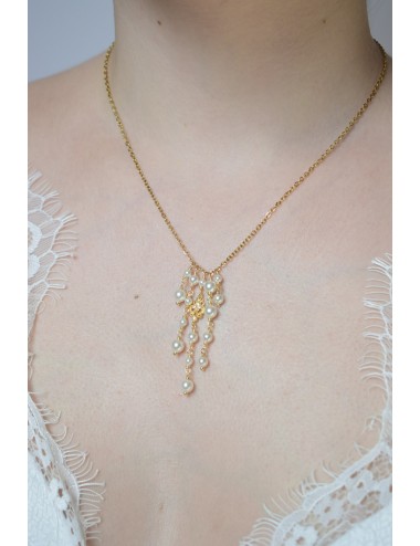Collier mariage chute de perles nacrées Promesse