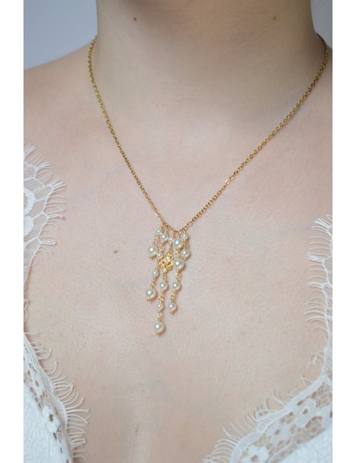 Collier mariage chute de perles nacrées Promesse