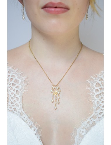 Collier mariage chute de perles nacrées Promesse