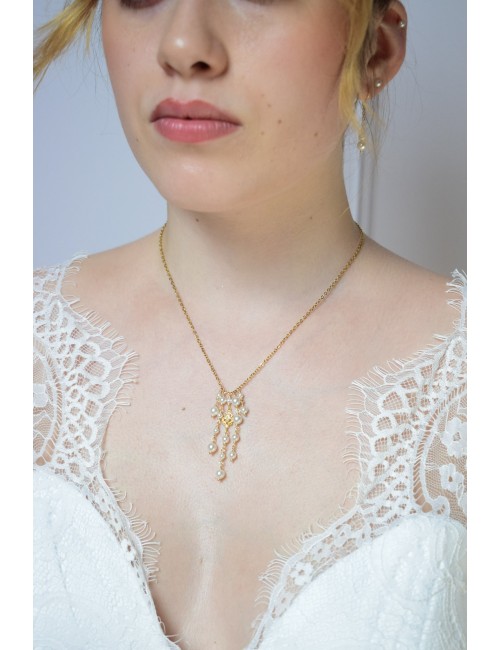 Collier mariage chute de perles nacrées Promesse