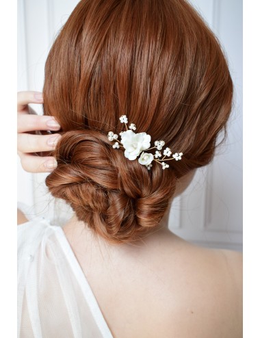 1 pic Aube, fleurs nacrées pour chignon de mariée bohême