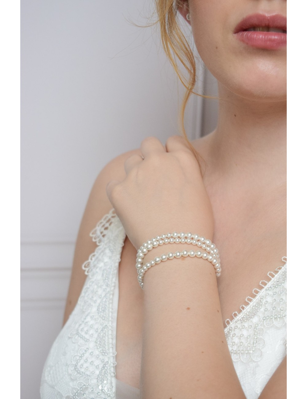 Bracelet de mariée Alice manchette de perles