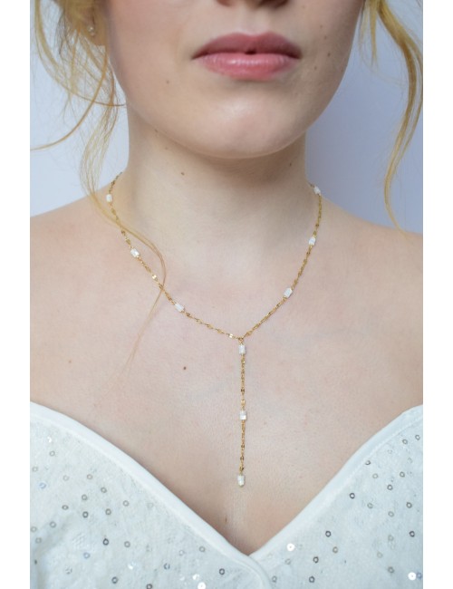 Collier de mariage Séverine au style minimaliste en nacre