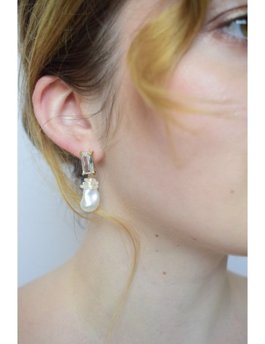 Boucles d'oreilles pour la mariée Inès avec perles irrégulières