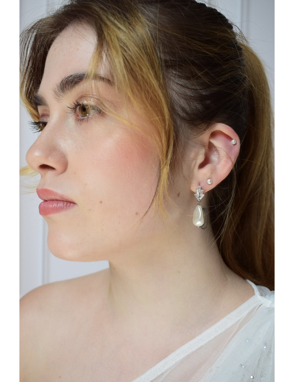 Boucles d'oreilles pour la mariée Idylle, rétro vintage