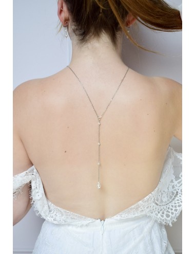 Bijou de dos bohème Alia avec chainette perlée pour mariée robe dos nu
