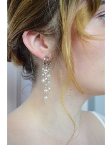 Boucles d'oreilles chutes de perles nacrées Promesse