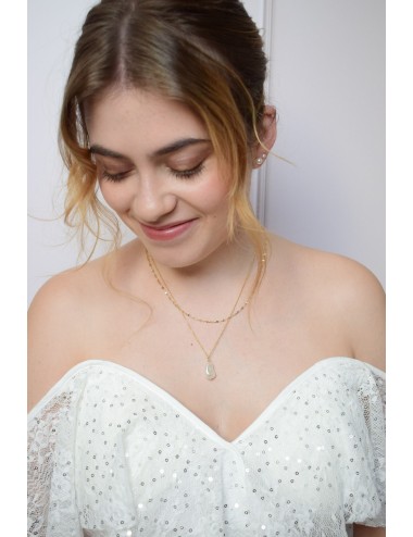 Collier de mariage Inès, deux chaines fines en stacking