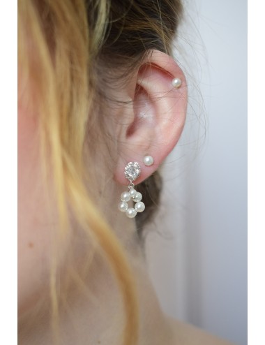 Boucles d'oreilles de mariage modèle Suzanne, en strass et perles