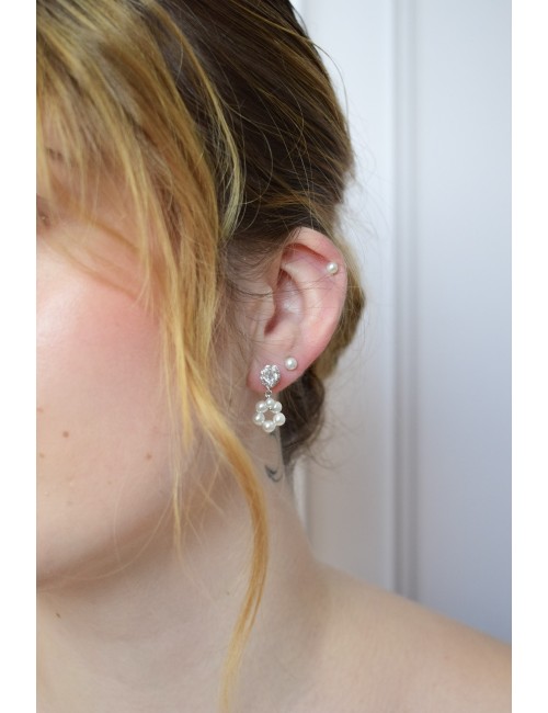 Boucles d'oreilles de mariage modèle Suzanne, en strass et perles