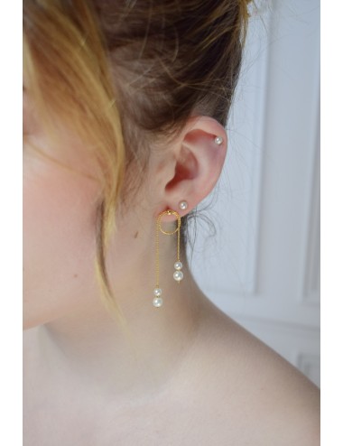 Boucles d'oreilles de mariage modèle Arizona, perles discrètes