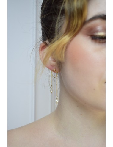 Boucles d'oreilles de mariage modèle Arizona, perles discrètes