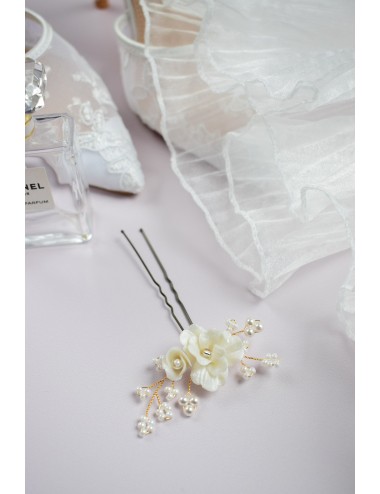 1 pic Aube, fleurs nacrées pour chignon de mariée bohême