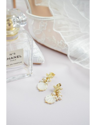 Boucles d'oreilles Néréide pour la mariée sur le thème marin