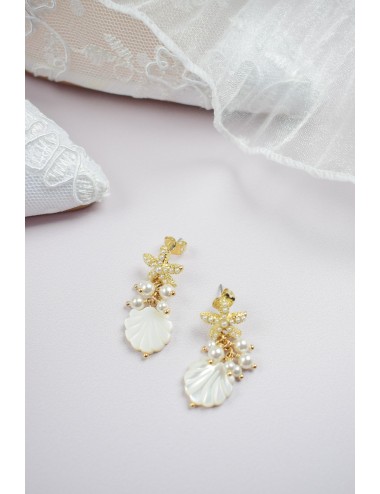 Boucles d'oreilles Néréide pour la mariée sur le thème marin