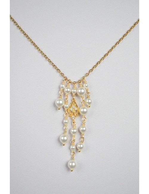 Collier mariage chute de perles nacrées Promesse