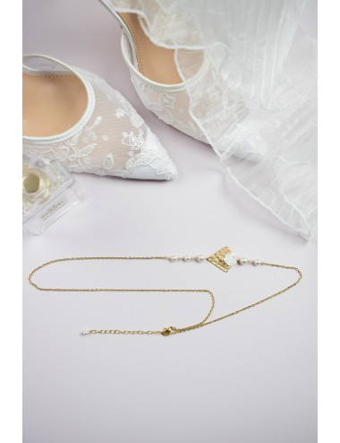 Headband pour la mariée de style bohème chic avec chaine dorée.