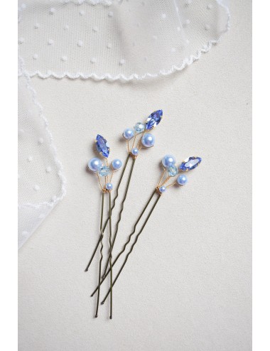 Pic à cheveux ''Quelque chose de bleu'' pour la mariée avec des strass