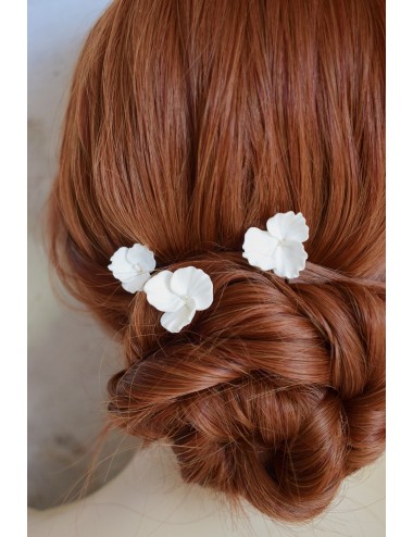 Pics à chignon de mariée en forme de fleurs de porcelaine