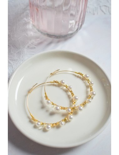 Boucles d'oreilles créoles en cristal et perles, modèle Dasha.