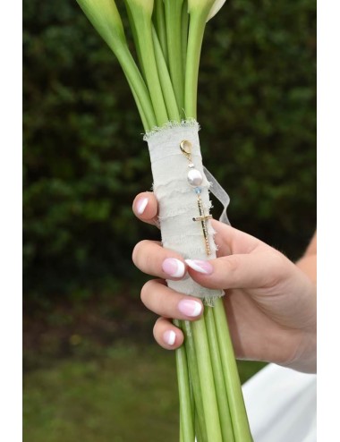 Bijou de bouquet Croix Catholique pour mariée