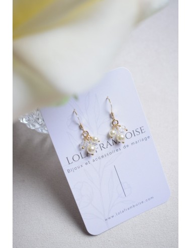 Boucles d'oreilles de mariage de style moderne forme de grappe, Selma