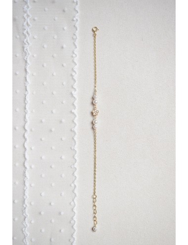 Bracelet pour la mariée Bohème doré avec une fine chaine double rangs