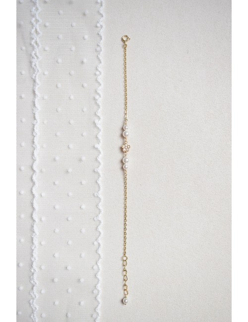 Bracelet pour la mariée Bohème doré avec une fine chaine double rangs